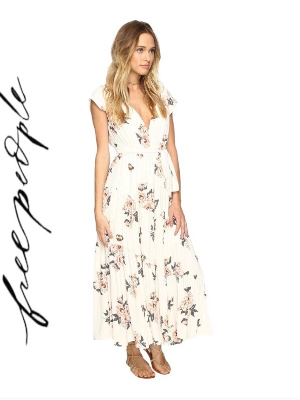 Free People All I’ve Got Floral Maxi Dress with Blush Accents Size Medium